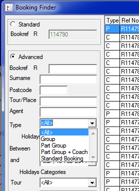 booking finder type